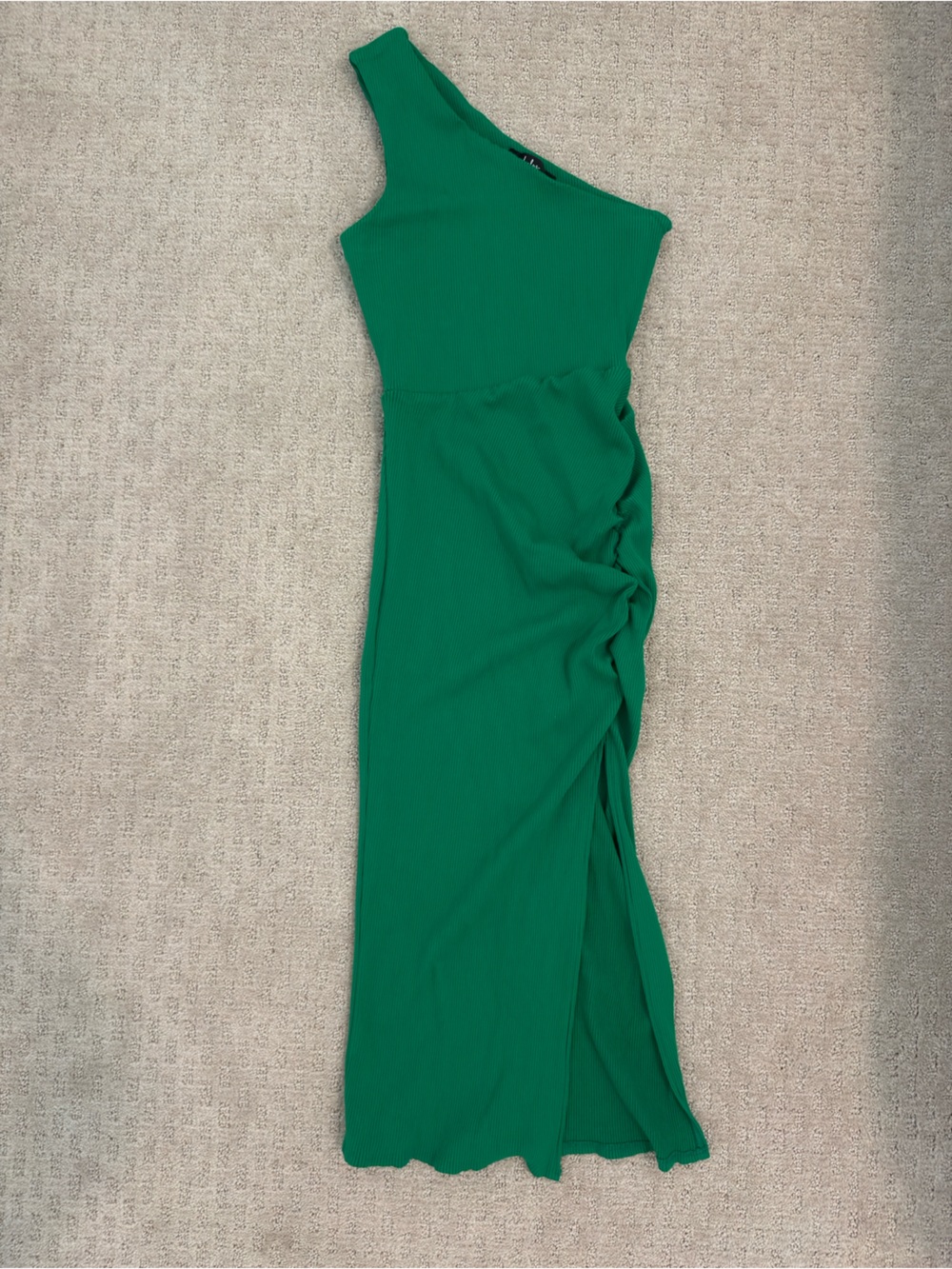 Lulu's One-Shoulder Ruched Midi Dress